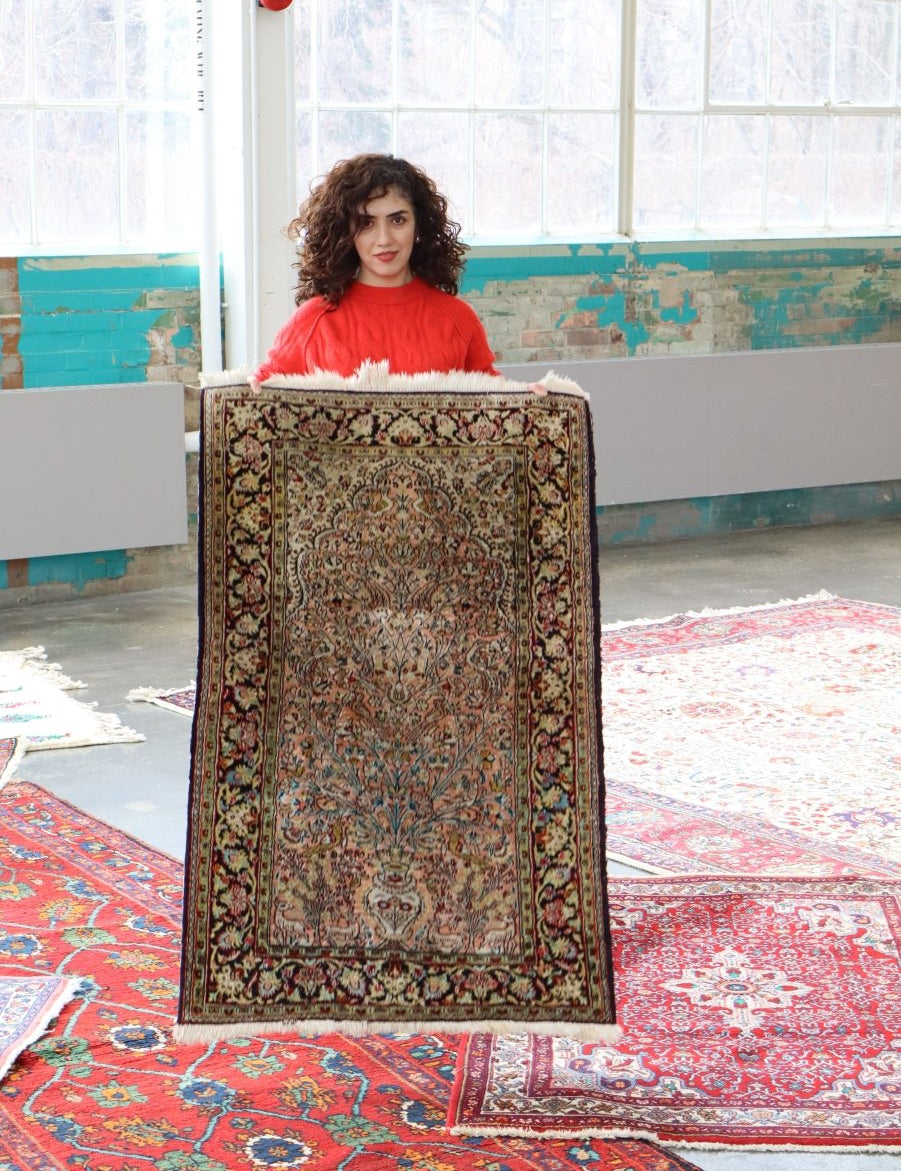 Persian Qum Pure Silk Rug | 2' 7" x 4' 3" - Rug the Rock -