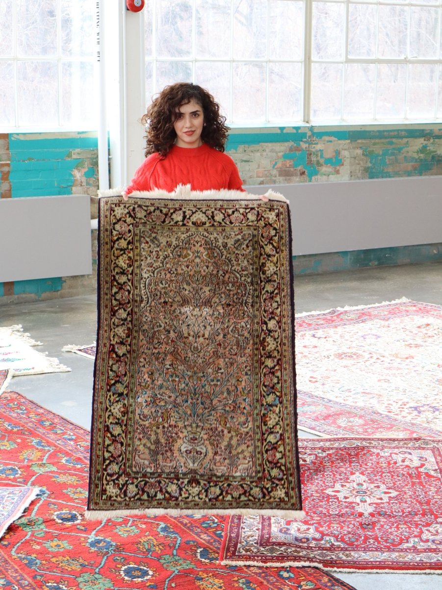 Persian Qum Pure Silk Rug | 2' 7" x 4' 3" - Rug the Rock -