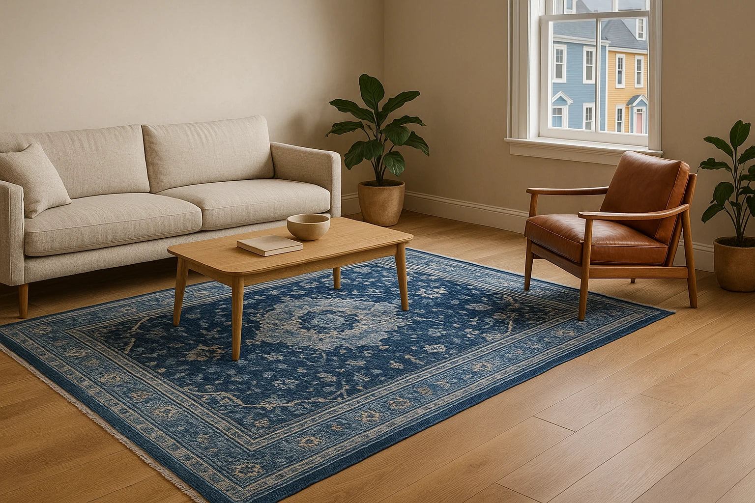 Blue Persian & Oriental Rug in a room