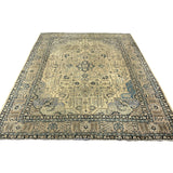 Vintage Tabriz Rug, front perspective view of the complete rug, hand-knotted wool pile. SKU 0005.