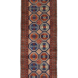 Afghan Runner, top view on white background, hand-knotted wool pile. SKU 1.0008.
