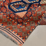 Afghan Runner, folded corner and reverse, hand-knotted wool pile. SKU 1.0008.