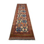 Afghan Runner, lengthwise view, hand-knotted wool pile. SKU 1.0008.