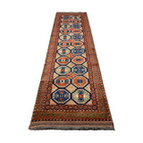 Afghan Runner, lengthwise view, hand-knotted wool pile. SKU 1.0008.