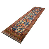 Afghan Runner, diagonal full view, hand-knotted wool pile. SKU 1.0008.