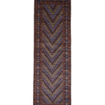 Afghan Runner, top view on white background, hand-knotted wool pile. SKU 1.0010.
