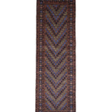 Afghan Runner, top view on white background, hand-knotted wool pile. SKU 1.0010.