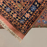 Afghan Runner, corner and fringe detail, hand-knotted wool pile. SKU 1.0010.