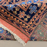 Afghan Runner, corner and fringe detail, hand-knotted wool pile. SKU 1.0010.
