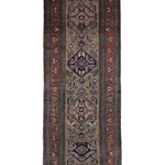 Persian Uch Tappeh Runner, top view on white background, hand-knotted wool with beige colouring. SKU 1.0087.