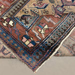 Persian Uch Tappeh Runner, folded corner and reverse, hand-knotted wool with beige colouring. SKU 1.0087.