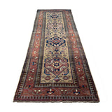 Persian Uch Tappeh Runner, lengthwise view, hand-knotted wool with beige colouring. SKU 1.0087.
