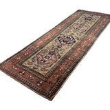 Persian Uch Tappeh Runner, diagonal full view, hand-knotted wool with beige colouring. SKU 1.0087.