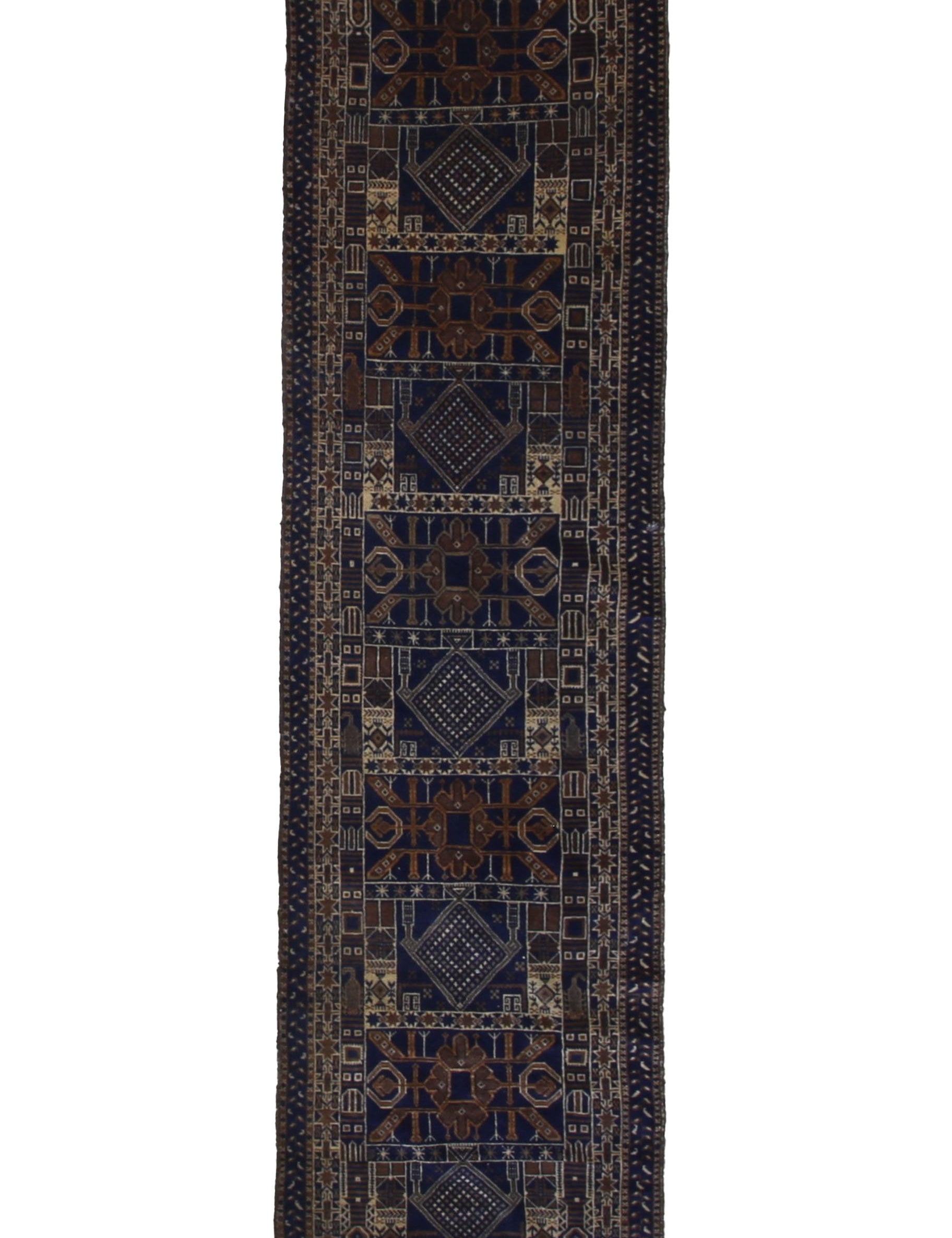 Vintage Afghan Wool Runner, full rug view. Original catalog photograph; SKU 101776.