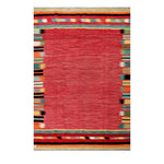 Afghan Maimana kilim — Rose Field with Green & Black Borders | 6'5" × 9'6" (195 × 289 cm)