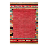 Afghan Maimana kilim — Rose Field with Green & Black Borders | 6'5" × 9'6" (195 × 289 cm)