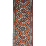 Persian Kelardasht Runner, top view on white background, hand-knotted wool pile. SKU 112696.