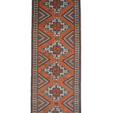 Persian Kelardasht Runner, top view on white background, hand-knotted wool pile. SKU 112696.