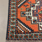 Persian Kelardasht Runner, border and fringe detail, hand-knotted wool pile. SKU 112696.