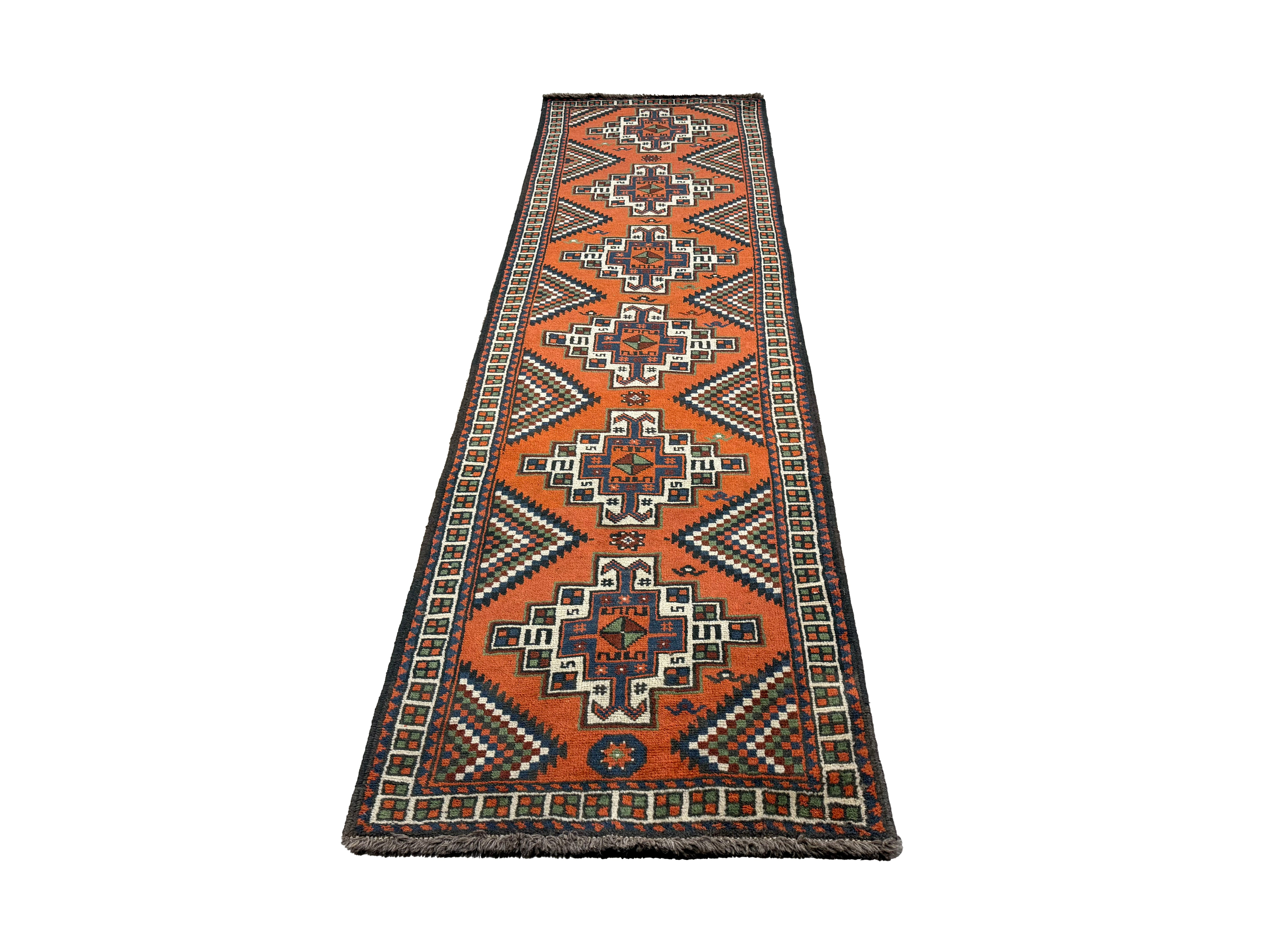 Persian Kelardasht Runner, lengthwise view, hand-knotted wool pile. SKU 112696.