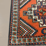 Persian Kelardasht Runner, border and fringe detail, hand-knotted wool pile. SKU 112696.