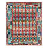 Afghan Maimana kilim — Diamond Rows in Red & Turquoise | 8'1" × 10' (247 × 305 cm)