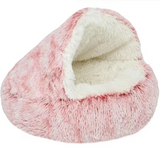 Semi-Closed Cat Bed with Universal Cover - Four Seasons Nest for Small Dogs and Pets Rug the Rock
