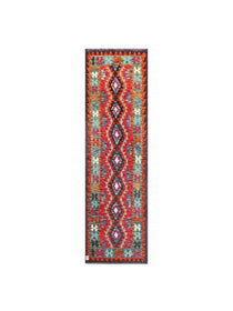 Diamond Chain in Orange & Sage | 2'9" × 9'4" (84 × 285 cm)