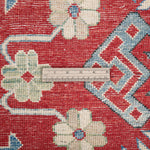 Wool pile close-up of red & blue Kazak-inspired wool rug 21423.