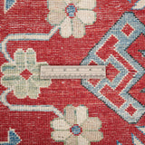 Wool pile close-up of red & blue Kazak-inspired wool rug 21423.