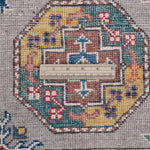 Wool pile close-up of blue & red Kazak-inspired wool rug 21479.