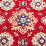Pattern detail of red & ivory Kazak-inspired wool rug 21984.