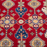 Pattern detail of red & ivory Kazak-inspired wool rug 21997.