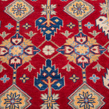 Pattern detail of red & ivory Kazak-inspired wool rug 21997.
