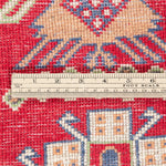 Wool pile close-up of red & ivory Kazak-inspired wool rug 23925.