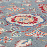 Pattern detail of blue & ivory Kazak-inspired wool rug 29645.