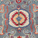 Pattern detail of blue & ivory Kazak-inspired wool rug 29645.