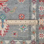 Wool pile close-up of blue & ivory Kazak-inspired wool rug 29645.