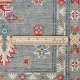 Wool pile close-up of blue & ivory Kazak-inspired wool rug 29645.