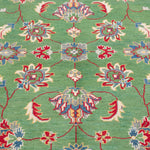 Pattern detail of green & ivory Kazak-inspired wool rug 29646.