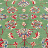 Pattern detail of green & ivory Kazak-inspired wool rug 29646.