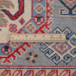 Wool pile close-up of blue & ivory Kazak-inspired wool rug 29647.