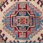 Pattern detail of blue & red Kazak-inspired wool runner 29656.