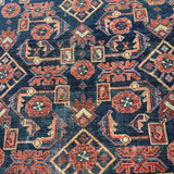 Vintage Nanaj Rug — Angular Medallion & Dense Red and Deep Blue Motifs. Original rug photograph; SKU 30060; source 30060 IMG_6782.