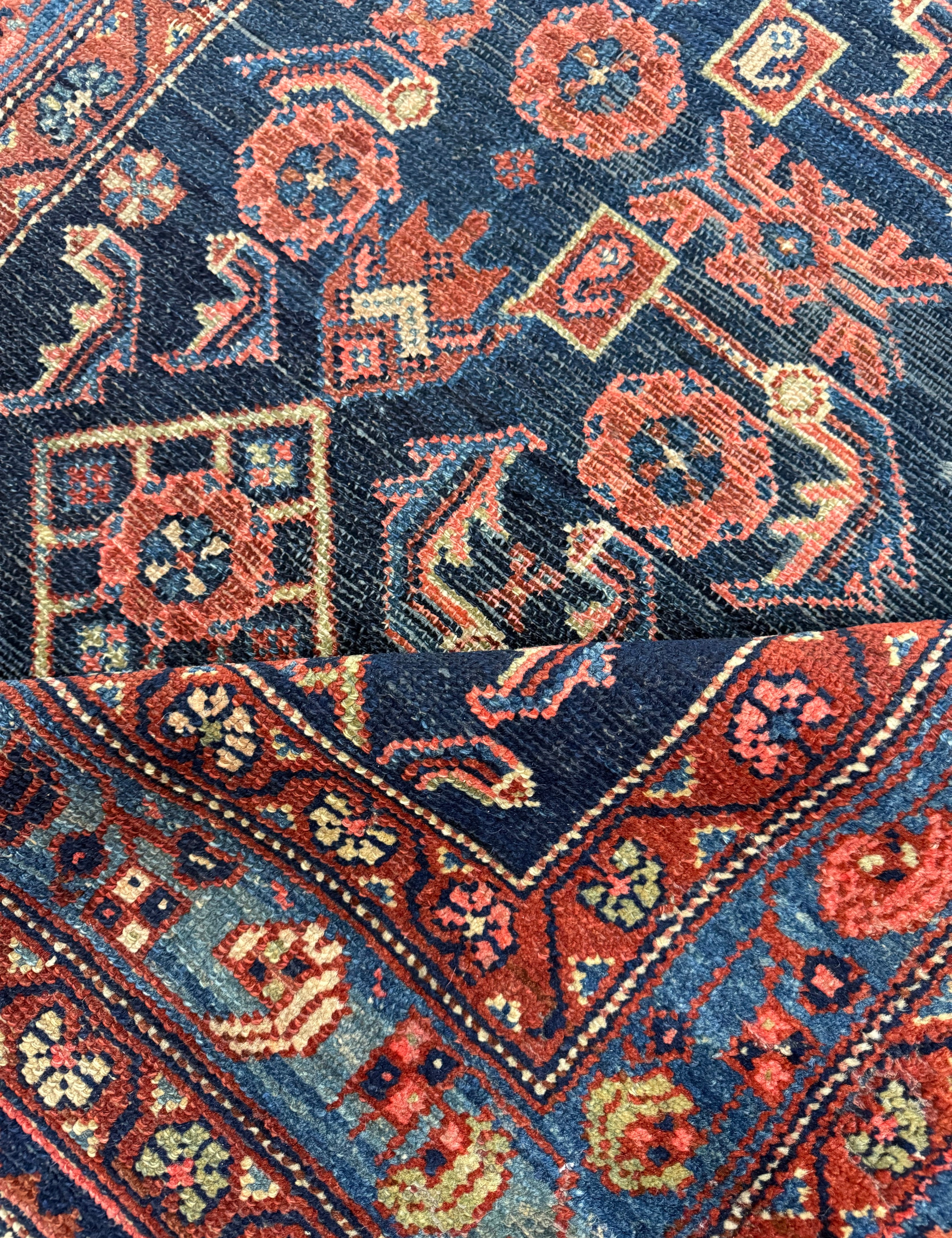 Vintage Nanaj Rug — Angular Medallion & Dense Red and Deep Blue Motifs. Original rug photograph; SKU 30060; source 30060 IMG_6783.