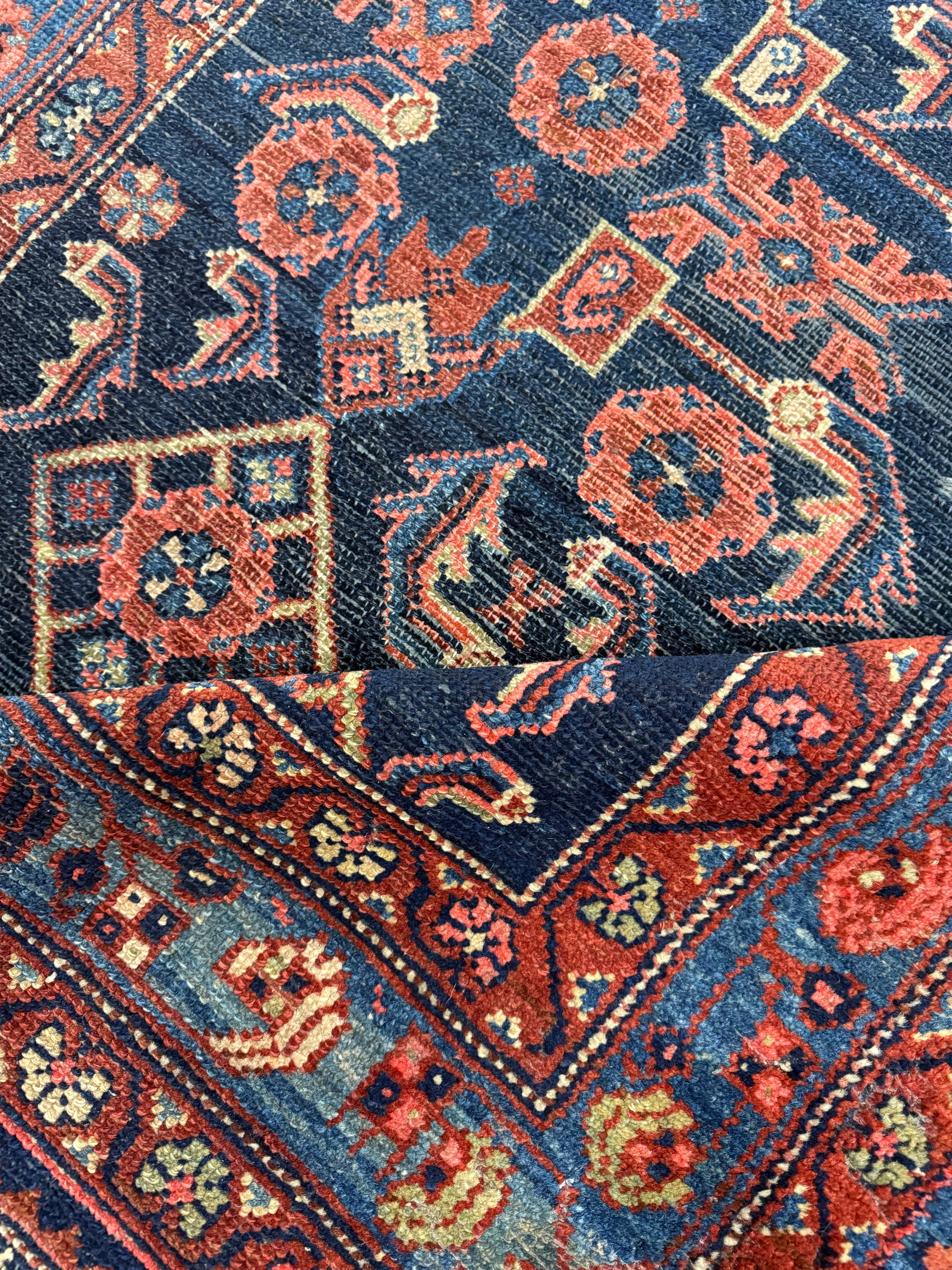 Vintage Nanaj Rug — Angular Medallion & Dense Red and Deep Blue Motifs. Original rug photograph; SKU 30060; source 30060 IMG_6783.