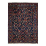 Persian Nanaj Rug, top view on white background, hand-knotted wool with blue colouring. SKU 30060.
