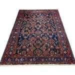 Persian Nanaj Rug, lengthwise view, hand-knotted wool with blue colouring. SKU 30060.