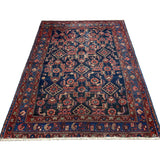 Persian Nanaj Rug, lengthwise view, hand-knotted wool with blue colouring. SKU 30060.