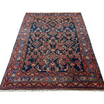 Persian Nanaj Rug, lengthwise view, hand-knotted wool with blue colouring. SKU 30060.